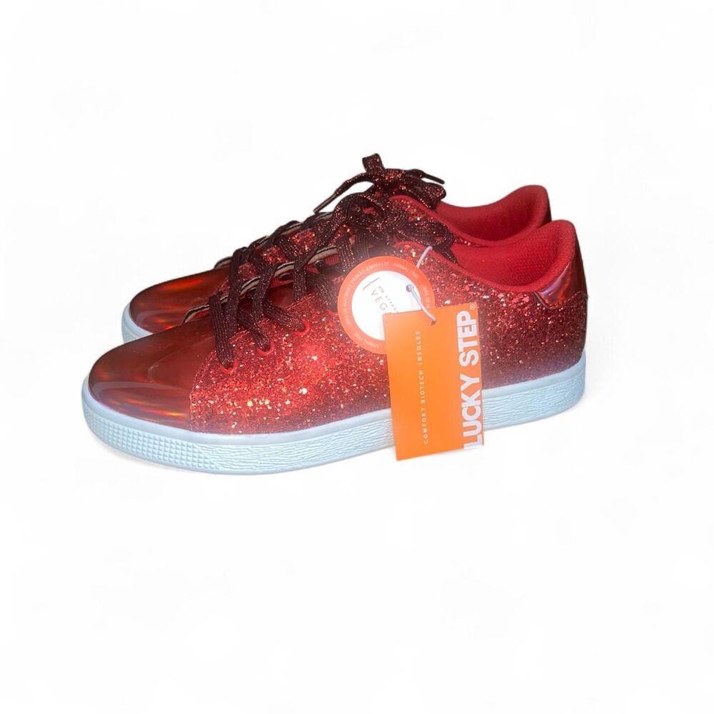 Lucky Step Women's Red Glitter Sneaks SZ 11 NWT